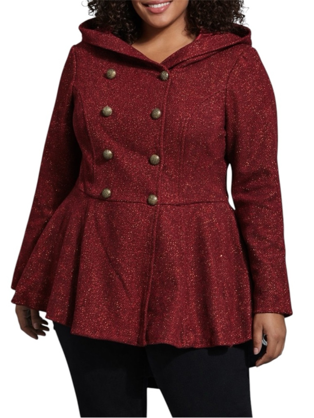 Torrid House of the Dragon Peplum Coat NWT Size 1X Red Hooded Targaryen Jacket
